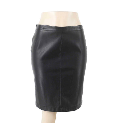 Cupcakes and Cashmere NEW Sz 6 Black Full Back Zip Faux Leather Pencil Skirt