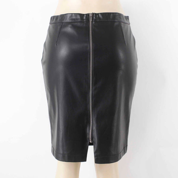 Cupcakes and Cashmere NEW Sz 6 Black Full Back Zip Faux Leather Pencil Skirt