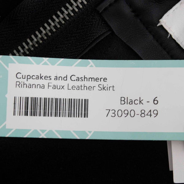 Cupcakes and Cashmere NEW Sz 6 Black Full Back Zip Faux Leather Pencil Skirt