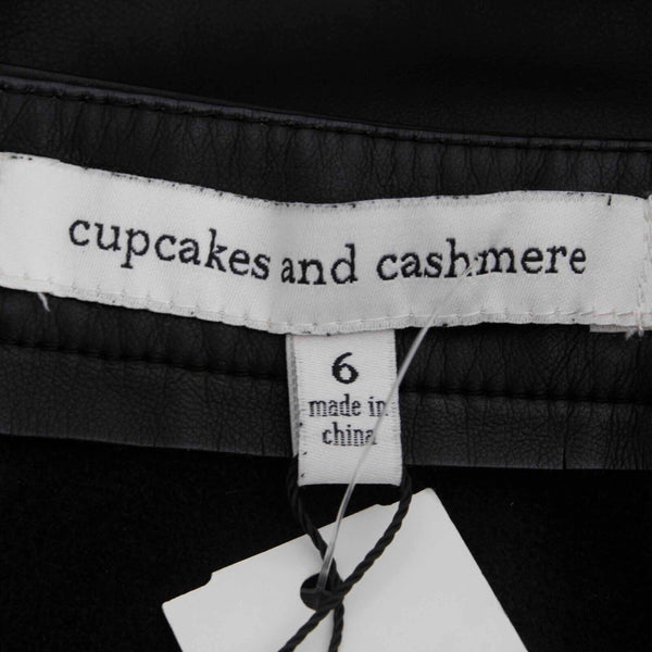 Cupcakes and Cashmere NEW Sz 6 Black Full Back Zip Faux Leather Pencil Skirt