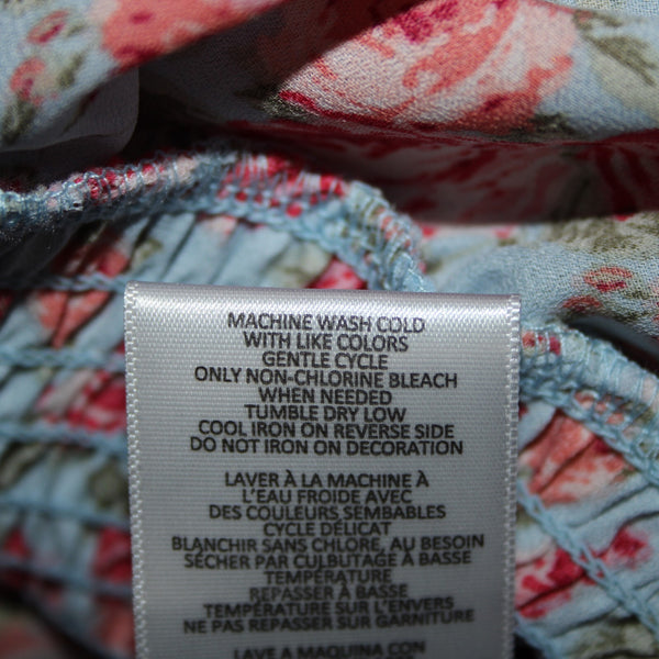 Almost Famous NEW Sz M Blue Multi Color Floral Ruching 100% Polyester Dress
