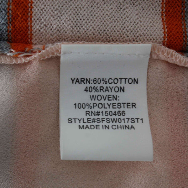 Market Spruce Sz M Peach Gray Stripe Hi Lo Lined Layered Cotton Blend Sweater
