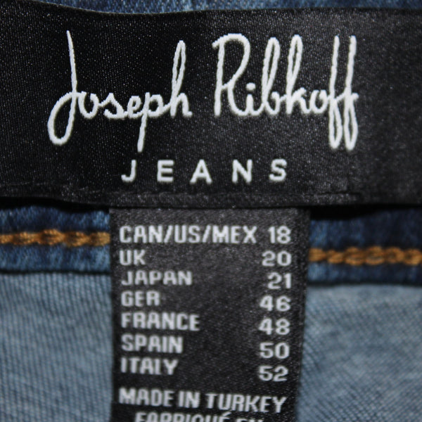 Joseph Ribkoff Jeans Sz 18 x 27 Blue Denim Rhinestone Bow Detail Cotton Jeans