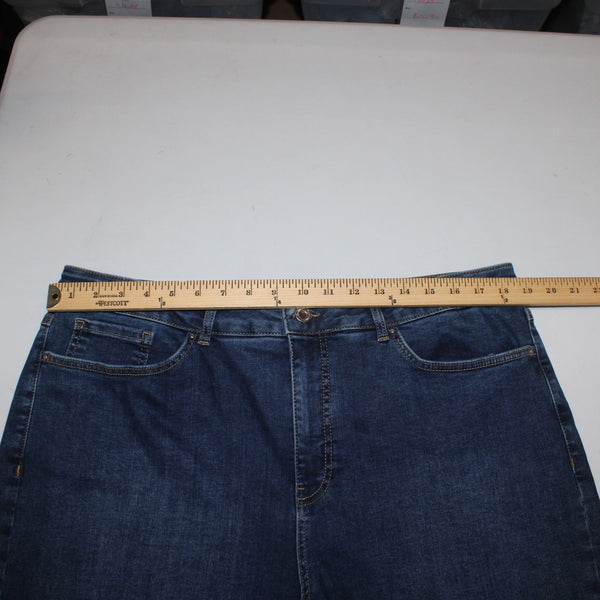 Joseph Ribkoff Jeans Sz 18 x 27 Blue Denim Rhinestone Bow Detail Cotton Jeans