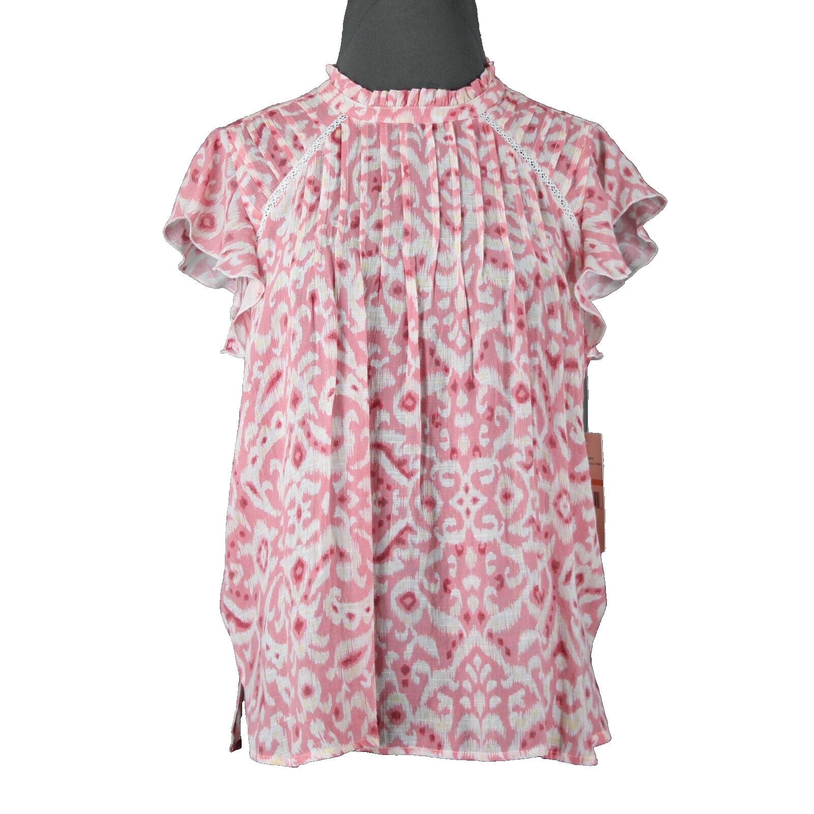 Nanette Lepore NEW $58 Sz S Pink White Yellow Almond Blossom Rayon Polyester Top