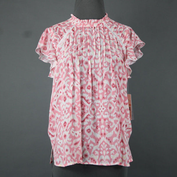 Nanette Lepore NEW $58 Sz S Pink White Yellow Almond Blossom Rayon Polyester Top
