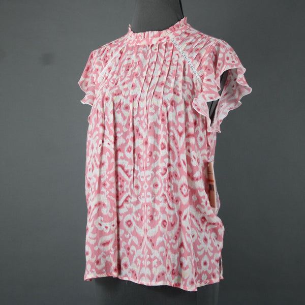 Nanette Lepore NEW $58 Sz S Pink White Yellow Almond Blossom Rayon Polyester Top