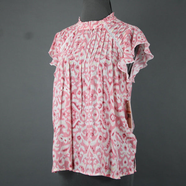 Nanette Lepore NEW $58 Sz S Pink White Yellow Almond Blossom Rayon Polyester Top