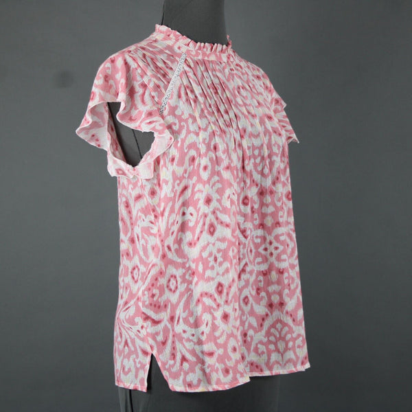 Nanette Lepore NEW $58 Sz S Pink White Yellow Almond Blossom Rayon Polyester Top