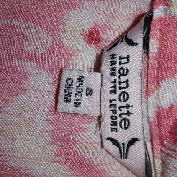 Nanette Lepore NEW $58 Sz S Pink White Yellow Almond Blossom Rayon Polyester Top