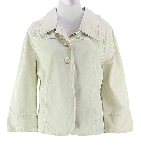 Geoffrey Beene NEW $50 Sz L Tan Cotton Front Pocket Windbreaker Jacket