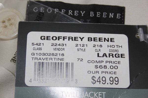 Geoffrey Beene NEW $50 Sz L Tan Cotton Front Pocket Windbreaker Jacket