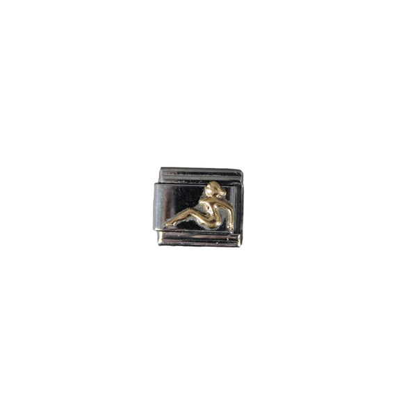 Firenze Evry Reclining Nude Stainless Gold Elastic Stretch Link Italian Charm