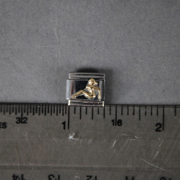 Firenze Evry Reclining Nude Stainless Gold Elastic Stretch Link Italian Charm