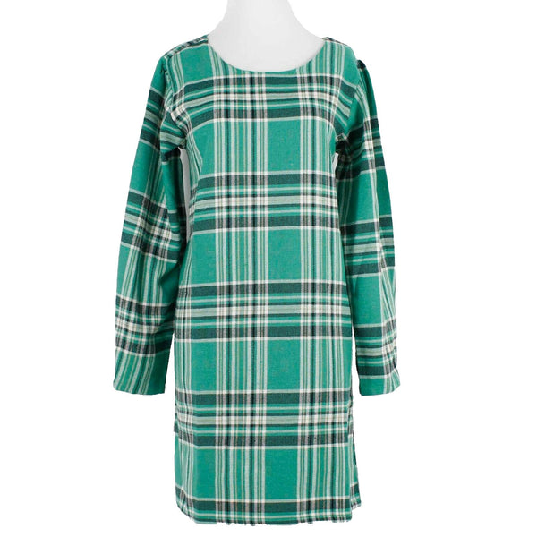Compania Fantastica NEW Cuadros Sz M Green White Plaid 100% Cotton Dress