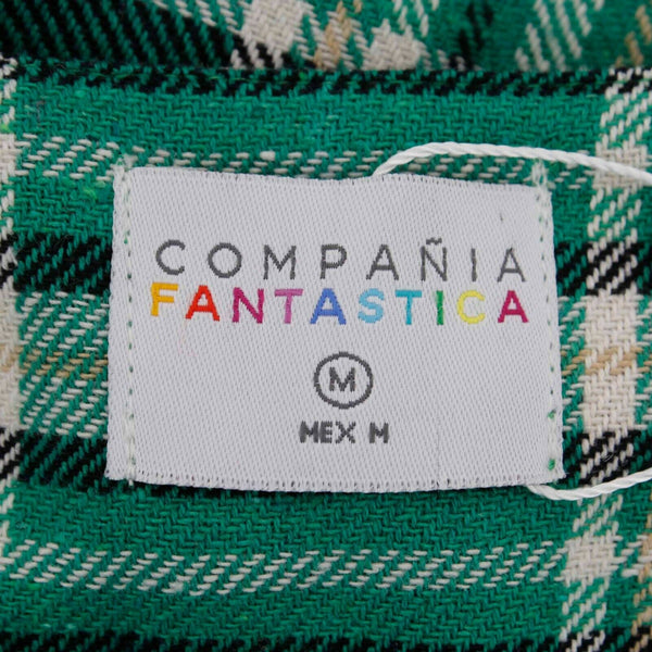 Compania Fantastica NEW Cuadros Sz M Green White Plaid 100% Cotton Dress