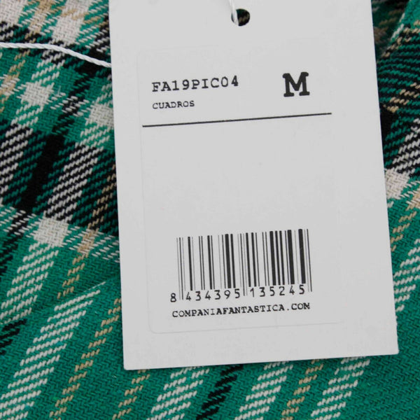 Compania Fantastica NEW Cuadros Sz M Green White Plaid 100% Cotton Dress