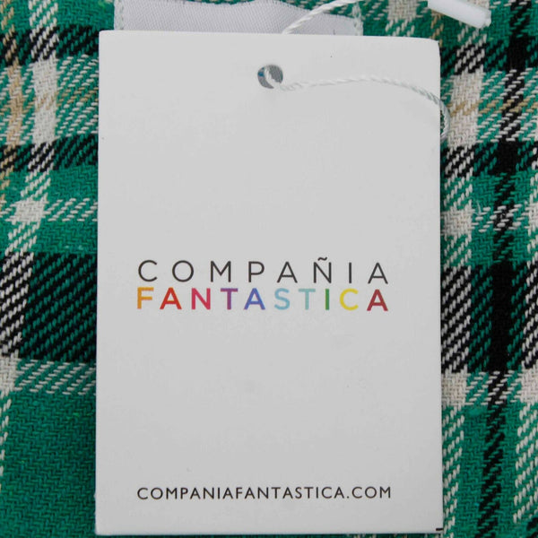 Compania Fantastica NEW Cuadros Sz M Green White Plaid 100% Cotton Dress