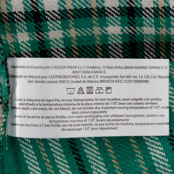 Compania Fantastica NEW Cuadros Sz M Green White Plaid 100% Cotton Dress