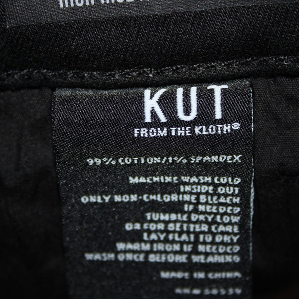 Kut From The Kloth Sz 0 x 28 Black Denim Button Fly Straight Crop Cotton Jeans