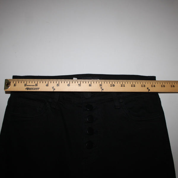 Kut From The Kloth Sz 0 x 28 Black Denim Button Fly Straight Crop Cotton Jeans