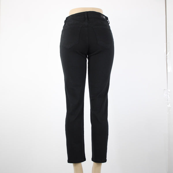 Kut From The Kloth Sz 0 x 28 Black Denim Button Fly Straight Crop Cotton Jeans