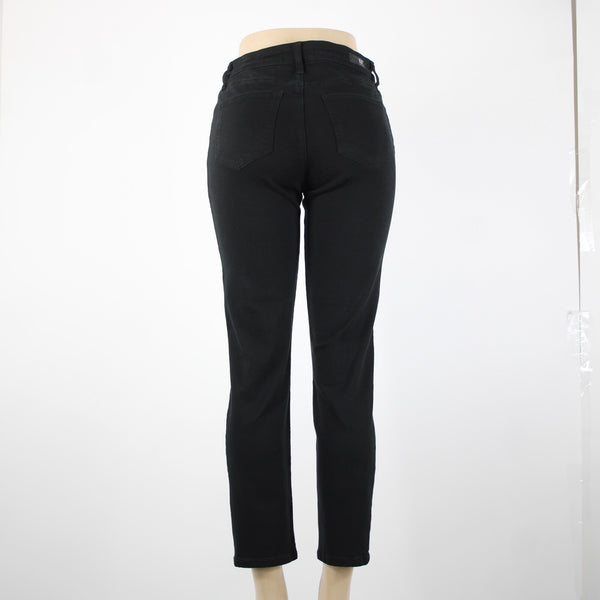 Kut From The Kloth Sz 0 x 28 Black Denim Button Fly Straight Crop Cotton Jeans