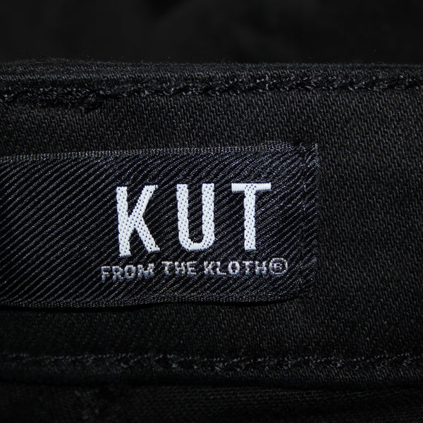 Kut From The Kloth Sz 0 x 28 Black Denim Button Fly Straight Crop Cotton Jeans