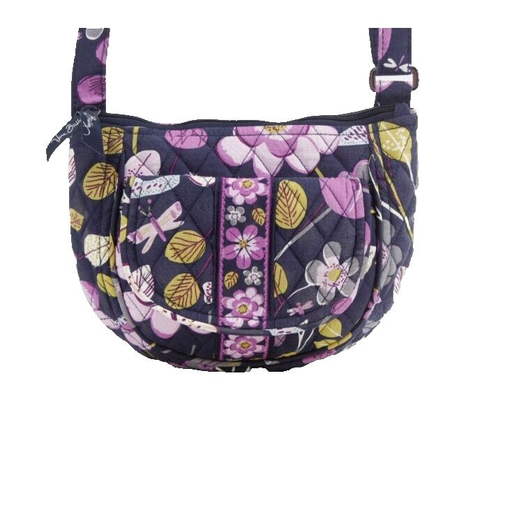 Vera Bradley 7 x 9 x 1 Navy Blue Multi Zip Top Flap Pocket Adj Crossbody Purse