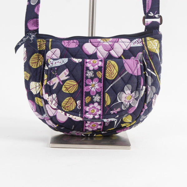 Vera Bradley 7 x 9 x 1 Navy Blue Multi Zip Top Flap Pocket Adj Crossbody Purse