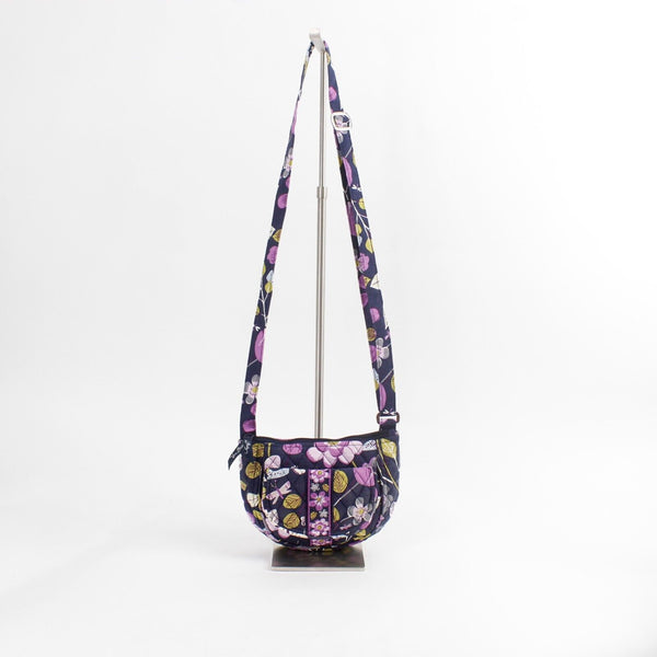 Vera Bradley 7 x 9 x 1 Navy Blue Multi Zip Top Flap Pocket Adj Crossbody Purse