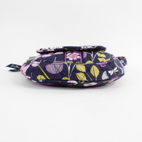 Vera Bradley 7 x 9 x 1 Navy Blue Multi Zip Top Flap Pocket Adj Crossbody Purse