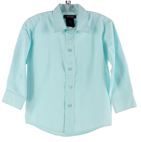 Kenneth Cole Reaction Sz 5 Boy's Aqua Blue Long Sleeve Cotton Blend Shirt