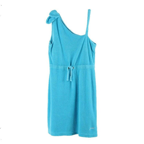 Juicy Couture Sz 10 Aqua Blue Drawstring French Terry Cotton Blend Dress