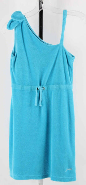 Juicy Couture Sz 10 Aqua Blue Drawstring French Terry Cotton Blend Dress