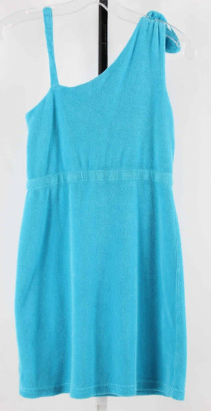 Juicy Couture Sz 10 Aqua Blue Drawstring French Terry Cotton Blend Dress