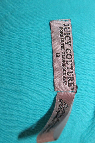 Juicy Couture Sz 10 Aqua Blue Drawstring French Terry Cotton Blend Dress
