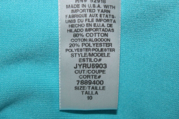 Juicy Couture Sz 10 Aqua Blue Drawstring French Terry Cotton Blend Dress