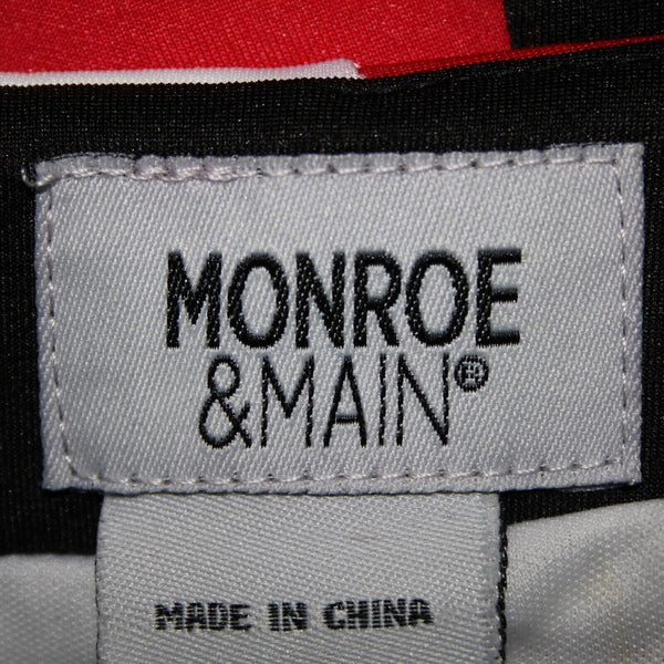 Monroe Main Sz S Black Red White Lined Striped Polyester Spandex Bodycon Dress