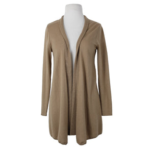 J Jill Sz XS Tan Brown Collared Long Sleeve Polyester Wool Nylon Wrap Sweater