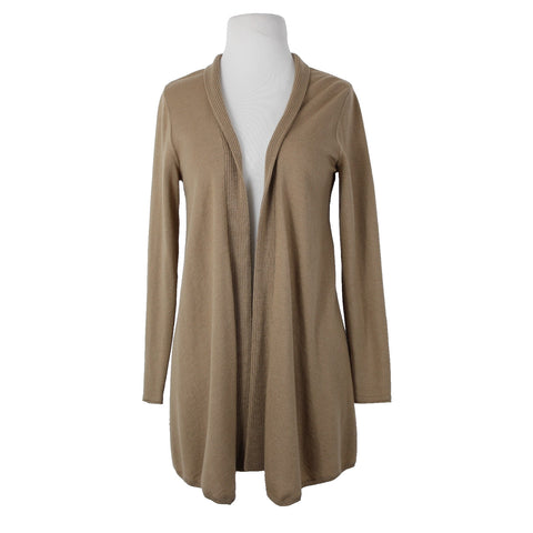 J Jill Sz XS Tan Brown Collared Long Sleeve Polyester Wool Nylon Wrap Sweater