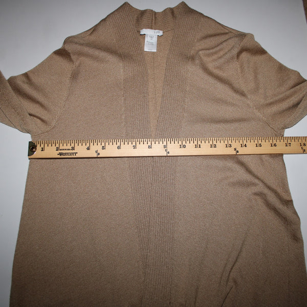 J Jill Sz XS Tan Brown Collared Long Sleeve Polyester Wool Nylon Wrap Sweater
