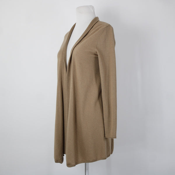 J Jill Sz XS Tan Brown Collared Long Sleeve Polyester Wool Nylon Wrap Sweater