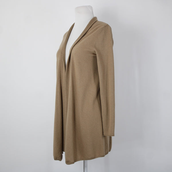 J Jill Sz XS Tan Brown Collared Long Sleeve Polyester Wool Nylon Wrap Sweater