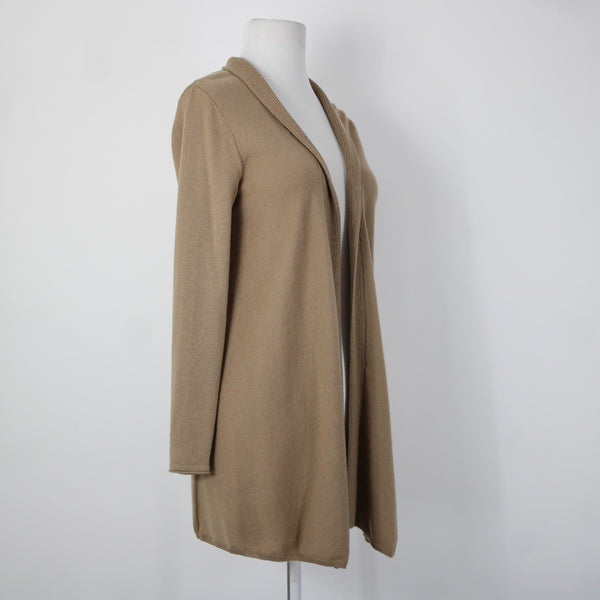 J Jill Sz XS Tan Brown Collared Long Sleeve Polyester Wool Nylon Wrap Sweater