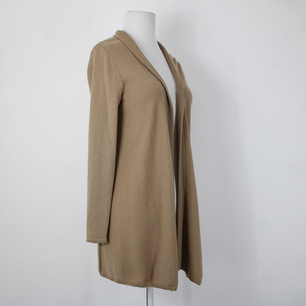 J Jill Sz XS Tan Brown Collared Long Sleeve Polyester Wool Nylon Wrap Sweater