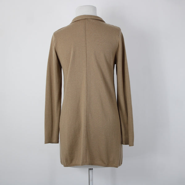 J Jill Sz XS Tan Brown Collared Long Sleeve Polyester Wool Nylon Wrap Sweater