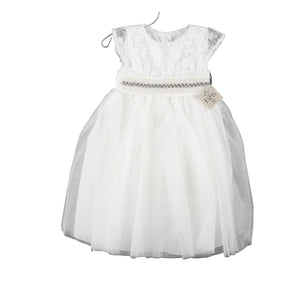 Espis NEW $62 Sz 2 Girls White Tulle Rhinestone Pearl 100% Polyester Dress