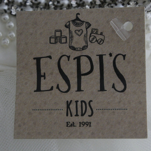 Espis NEW $62 Sz 2 Girls White Tulle Rhinestone Pearl 100% Polyester Dress