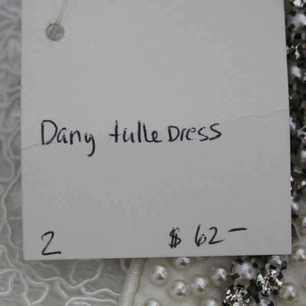 Espis NEW $62 Sz 2 Girls White Tulle Rhinestone Pearl 100% Polyester Dress